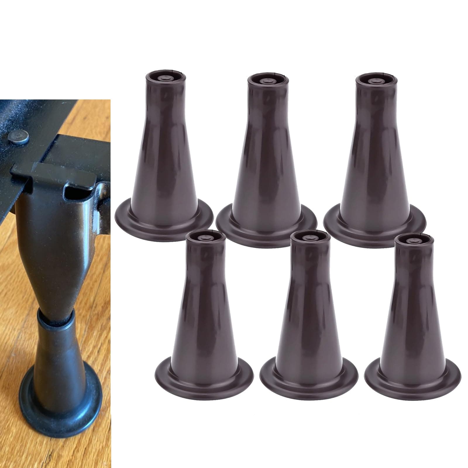 6PCS Reinforced Bed Frame Feet to Replace Wheels. Prevent Sliding, Protect Floor. Plastic Bed Frame Feet Replacement