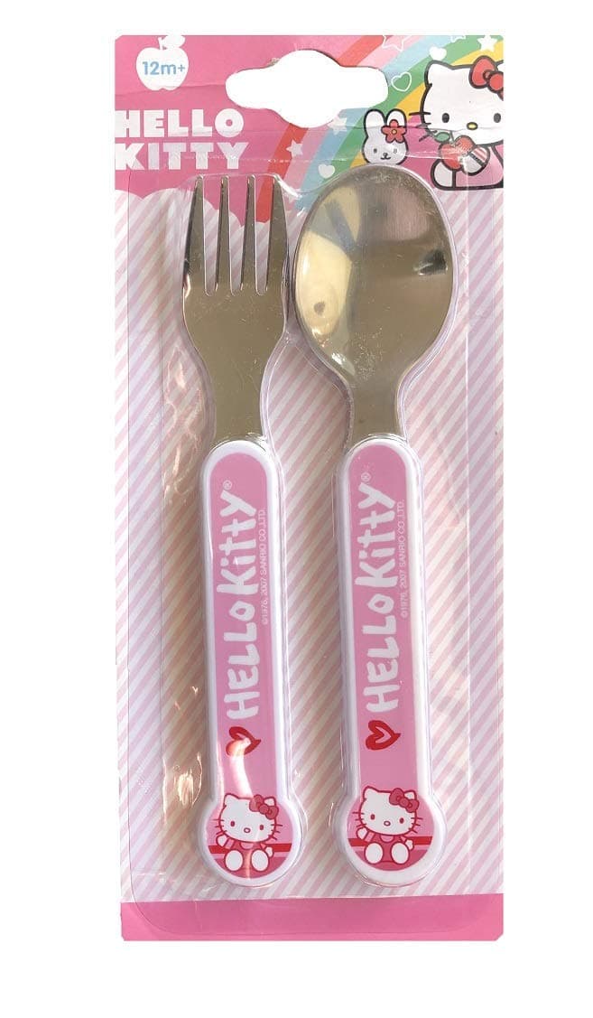 Hello Kitty Metal Spoon and Fork Set Suitable for 12 Months +