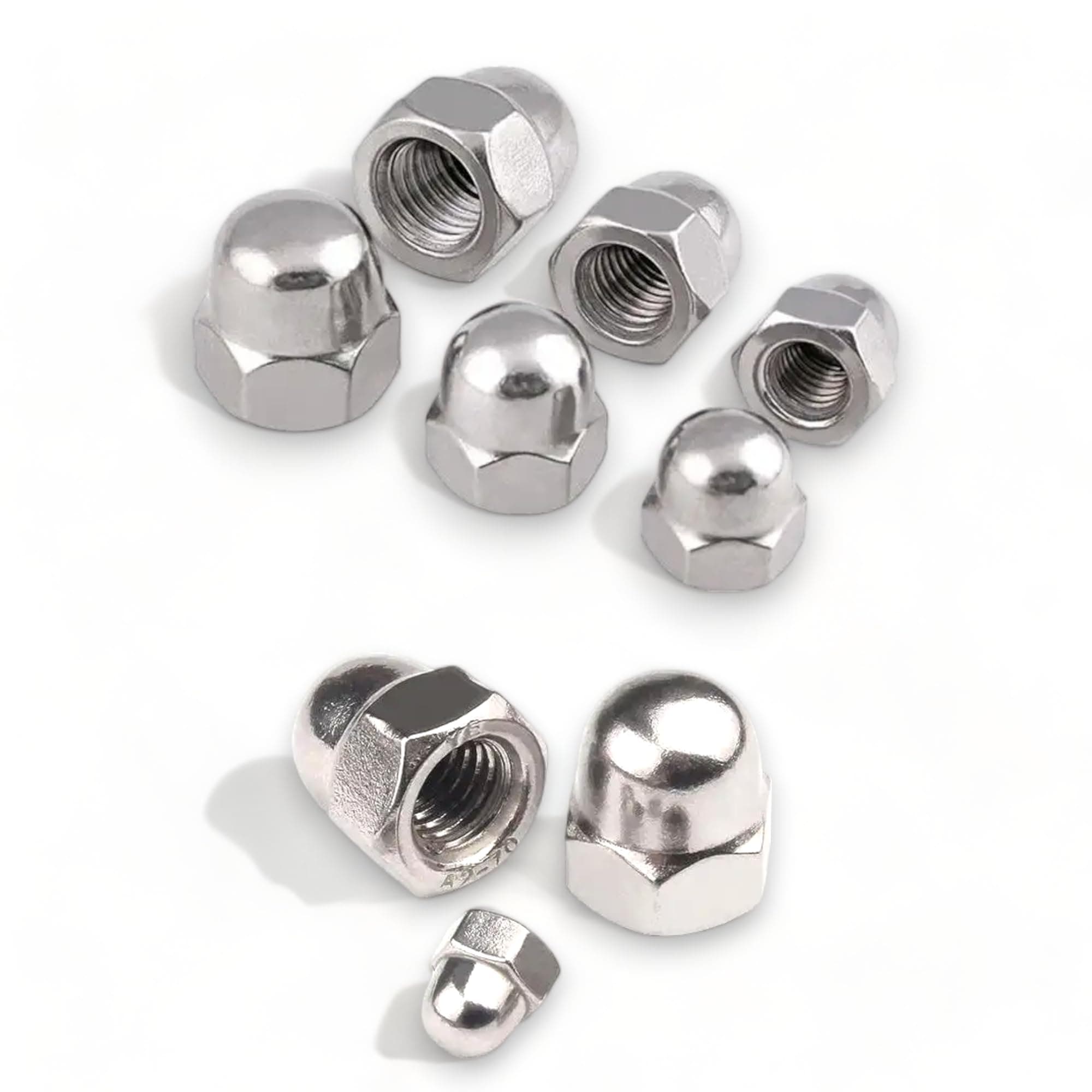 Silver Stainless Steel Dome Nuts (6 Pack) - M3 M4 M5 M6 M8 M10 Hex Acorn Head Nuts for Screws Bolts Fasteners, Rust-Resistant Hardware, Ideal for DIY Home Improvement Outdoor Projects (M3)