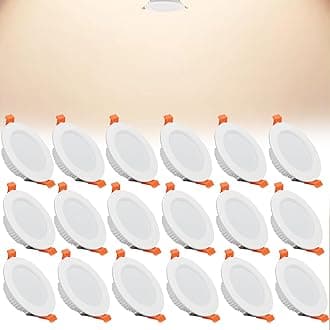 7W LED Recessed Ceiling Spotlights, 4000K Neutral White Ultra Slim Panel Light, Cut Φ80-90mm, AC110-240V Round Downlights for Living Room Office, 18 Pack