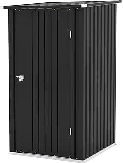 Patiowell 3 x 3 FT Outdoor Storage Shed,Small Garden Tool Storage Shed with Sloping Roof and Single Lockable Door, Outdoor Shed for Backyard Garden Patio Lawn, Black