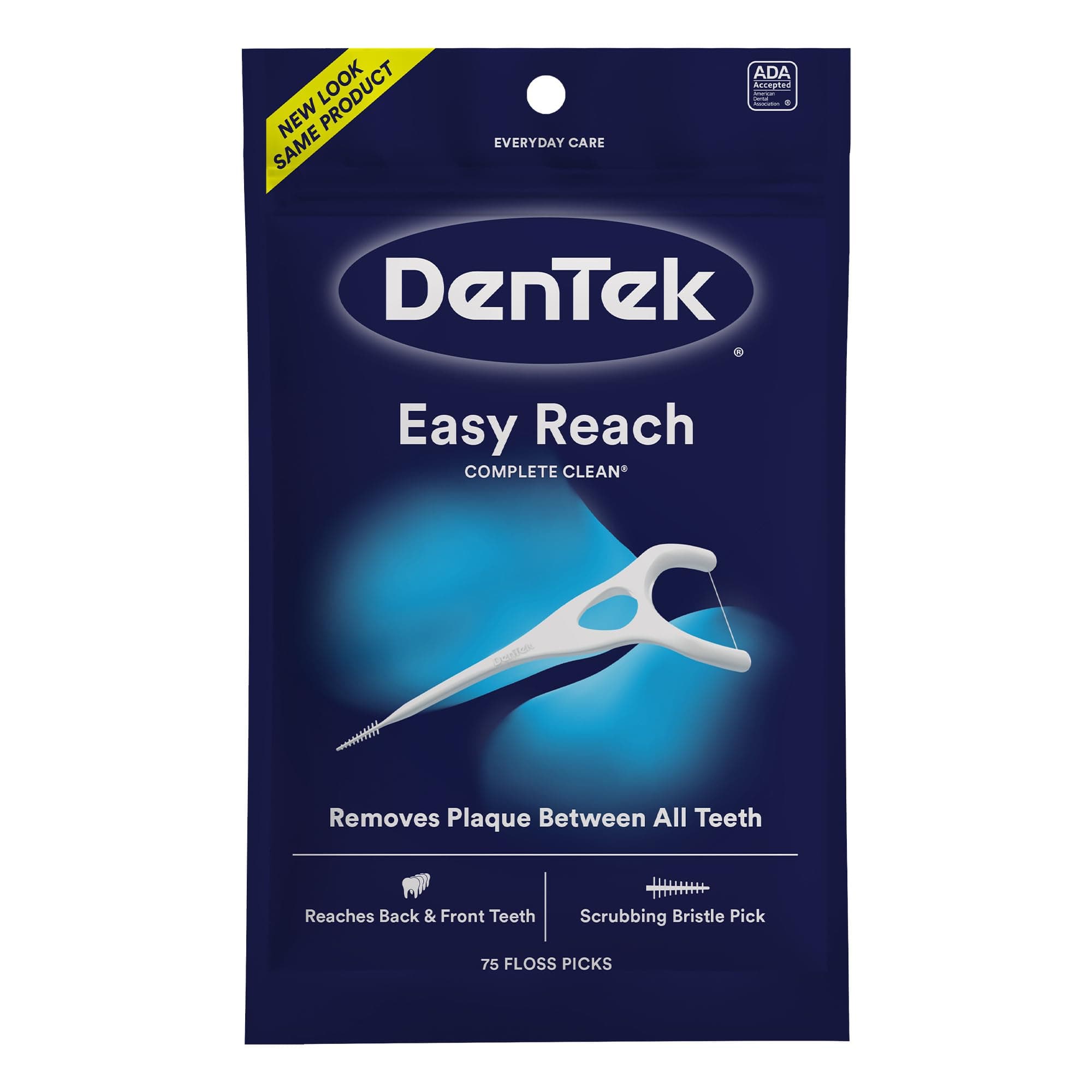 Complete Clean Easy Reach Floss Picks, Break & Shred-Proof Dental Floss Picks, 75 Count