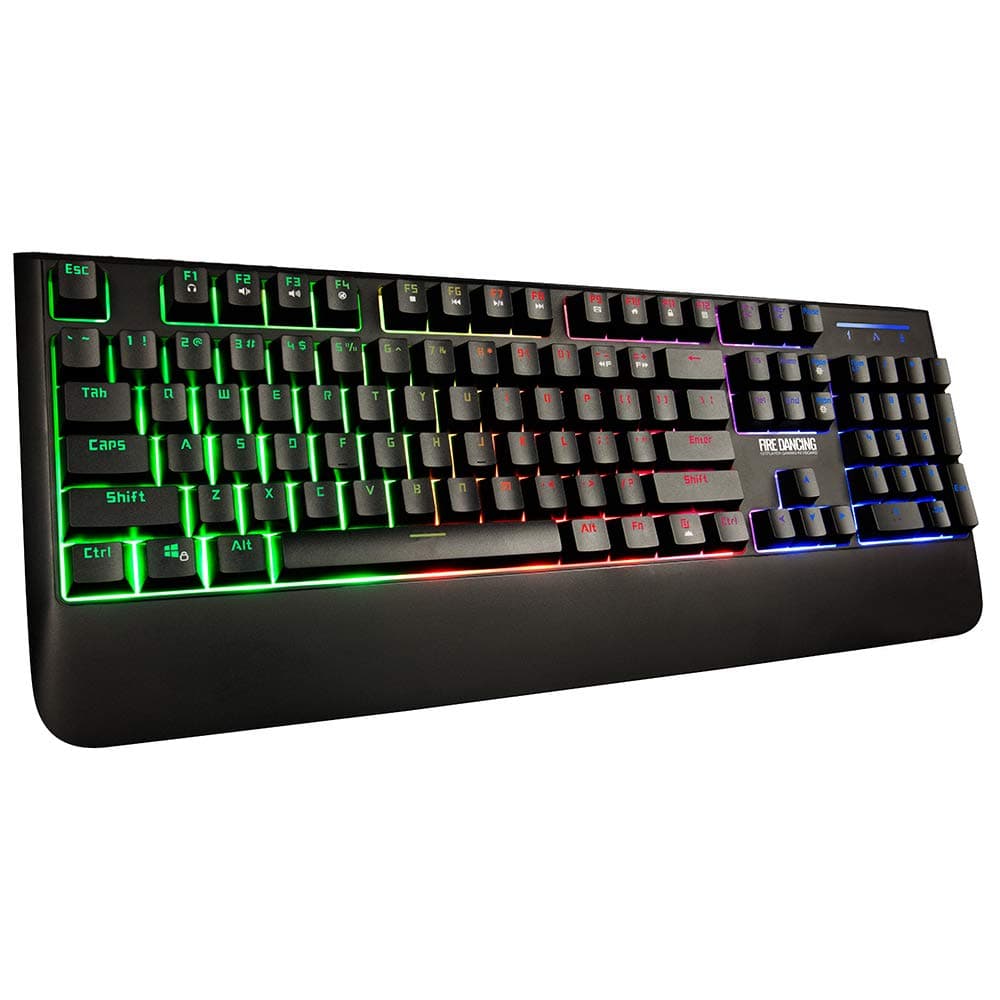 1STPLAYER Fire Dancing Mechanical Feeling USB Wired Gaming Keyboard K6 with Wrist Rest, RGB LED Backlit, Perfect Dust and Water Resistance for Desktop, Computer (Black/GK3 Newer Model)