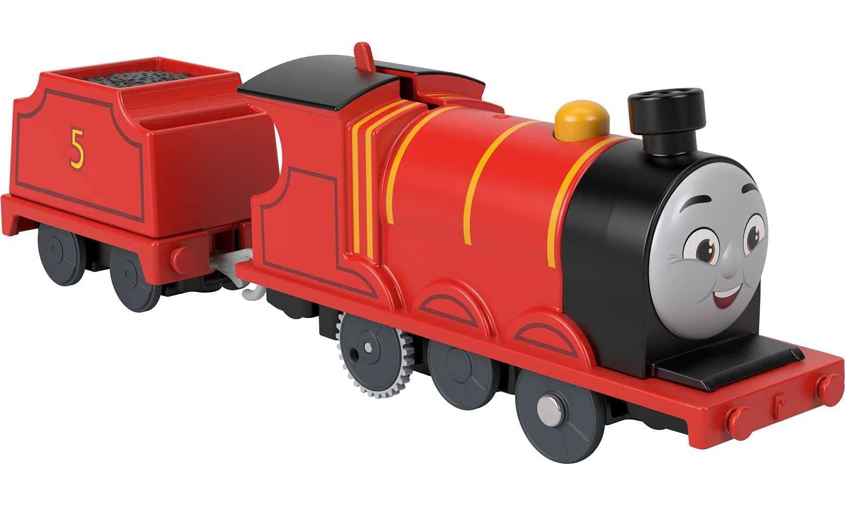 Motorized Toy Train James Battery-Powered Engine with Tender for Preschool Pretend Play Kids Ages 3+ Years