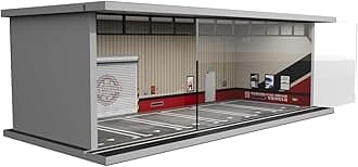 Bivitre 1/64 Diorama Display Case with LED Lights - Compatible with Hot Wheels Matchbox Mini GT Diecast Cars, for Model Car Display and Storage, Stackable Garage(Red Line)