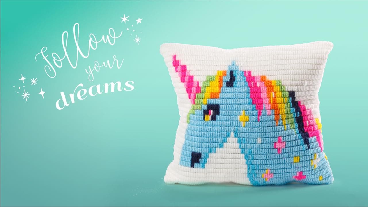 sozo growing up creative Needlepoint Kit Embroidery Craft Pillow Kit for Kids and Adult Beginners Throw Pillow Unicorn Printed Tapestry Canvas