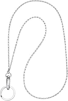 Wisdompro Fashion Lanyard, Women's Silver Chain Lanyard Necklace with Metal Clasp and Keyring for Keys, ID Badge Card Holder - Stud Chain