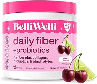 BelliWelli Fiber Supplement for Women & Men Premium Daily Fiber Powder from Organic Acacia with Added Collagen Electrolytes & Probiotics No Bloat Constipation & Gut Health Support(Strawberry Lemonade)