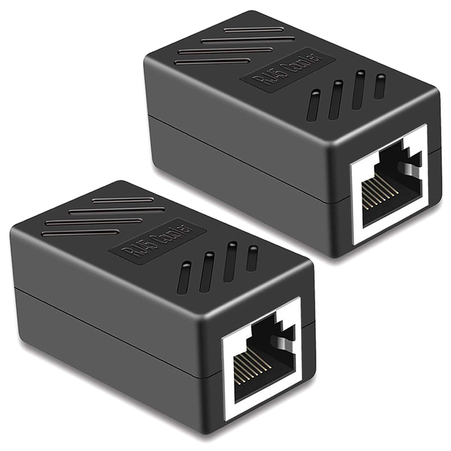 PLUSPOE RJ45 Coupler Ethernet Inline Connector Plugs for Cat5 Cat5e Cat6e Cat7 Cable (2 Pack)