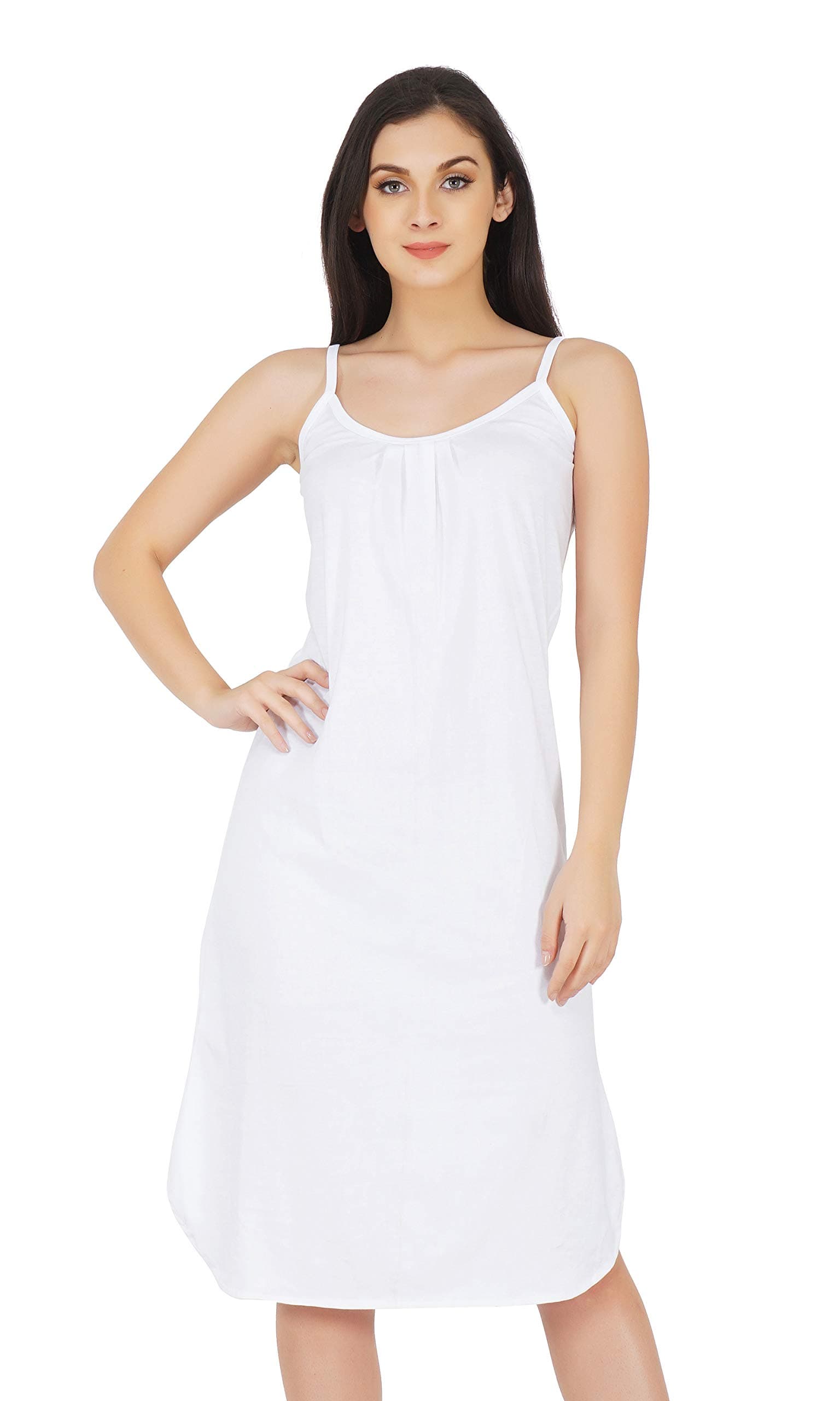 BLAZONWomen's Cotton Solid Knee Length Nightdress