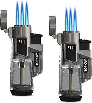 Cigar Lighters Triple Jet Flame Torch Lighters, Windproof Butane Refillable Torch Lighters with a Gift Box, 2 Packs (Butane Not Included)