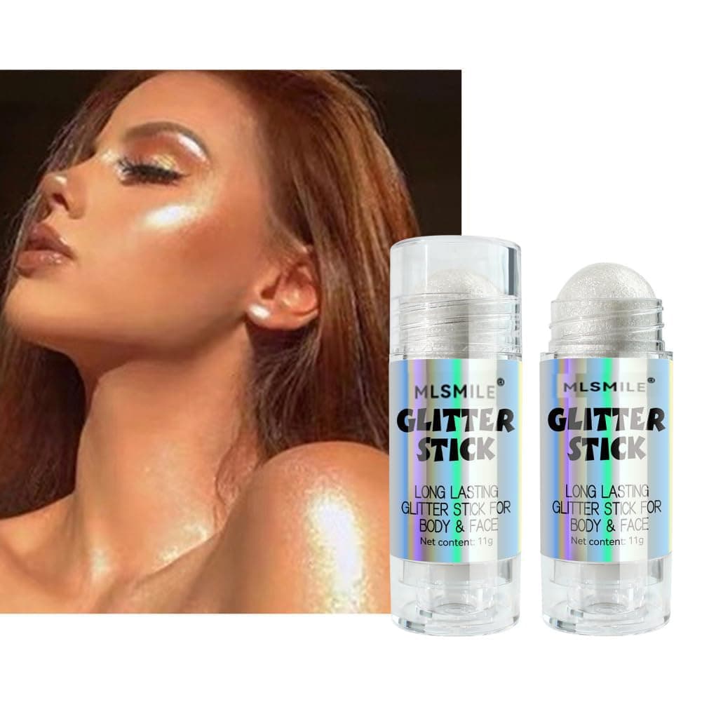 KASTWAVEHighlighter Stick, Multi-Use Face Highlighter Stick, Shimmer Glow Make Up For Face/Body/Hair/Eye (White)