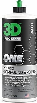 3D One Car Scratch & Swirl Remover Hybrid Rubbing Compound & Polish Buffing Compound for True Paint Correction 32oz Made in USA
