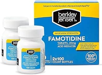berkley jensen Maximum Strength Famotidine 20 mg - (200 Count), Acid Reducer Tablets, Relieves Meal-Induced Heartburn & Acid Indigestion Symptoms, All-Day Heartburn Prevention & Relief