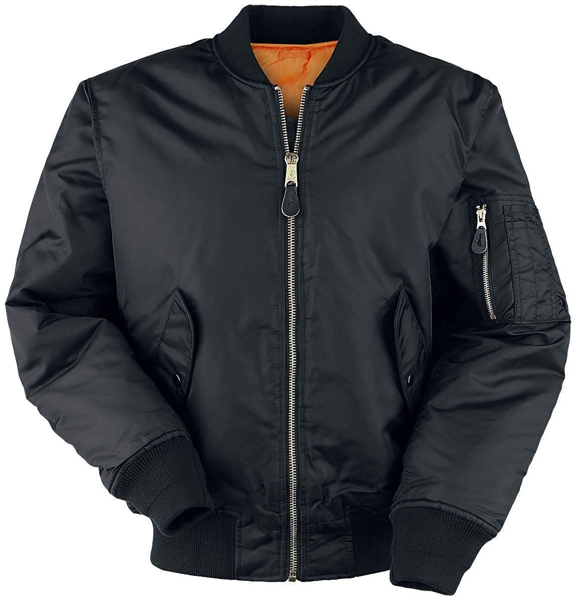 MA1 BOMBER JACKET WITH HEAVY BRASS ZIP (L, BLACK)