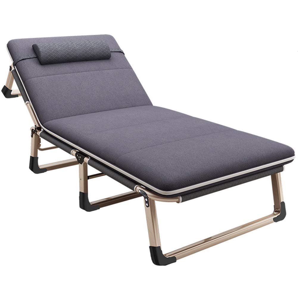 leefitnessTwin Modern Grey Foldable Bed with Reusable Pillow (with Cotton Pad), 76" x 26.8" x 11.8", 440 lb Weight Capacity, Waterproof, Easy Assembly