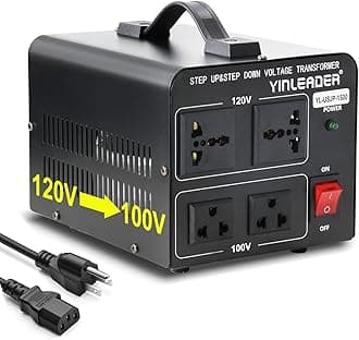 Yinleader 1500W Japanese Voltage Converter - Step Down 120V to 100V or Step Up 100V to 120V, Includes US Power Cord for Medium-Power Appliances