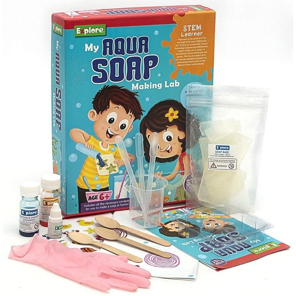 Explore.. Eksploe My Aqua Soap Making Lab Science Kit for Boys and Girls Ages 6-8-12-14| Birthday Gifts Ideas for Kids| STEM Learning Toys for 6,7,8,9,10,11,12,13,14 Year Olds| Science Project Kit