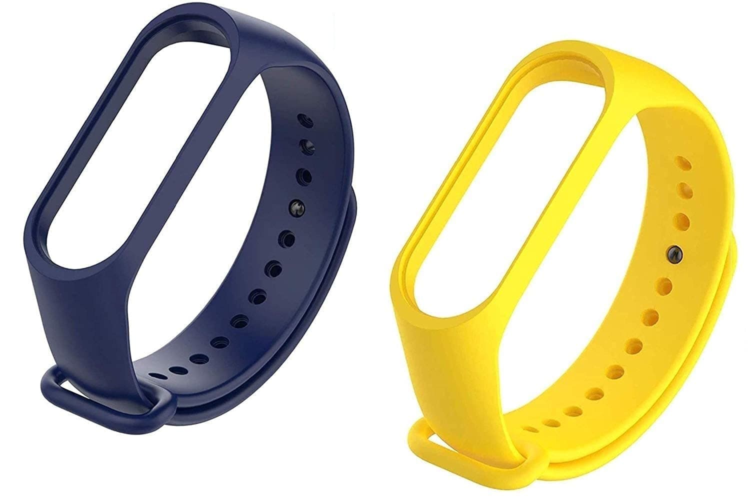 TKM Premium Soft Silicone Mi Band 4 Strap Waterproof Replacement Wristband Strap Fashion Accessory Compatible for Xiaomi Mi Band 4 and Mi Band 3 (Tracker NOT Included) (Midnight Blue+Yellow)