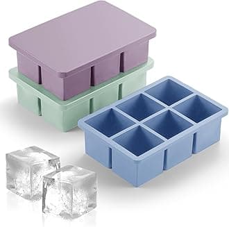Nax Caki Ice Cube Trays 3 Pack - Large Size Silicone Ice Cube Molds(3 color) for Whiskey Ice Cube Maker for Cocktail Old Fashioned Ice Cube Tray