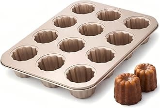 iToids 12 Cups Canele Mold Cake Pan, Non-Stick Baking Pan for Oven, Carbon Steel Bakeware Tools, French Pastry Molds, Muffin Cupcake Pan (12-Cavity)