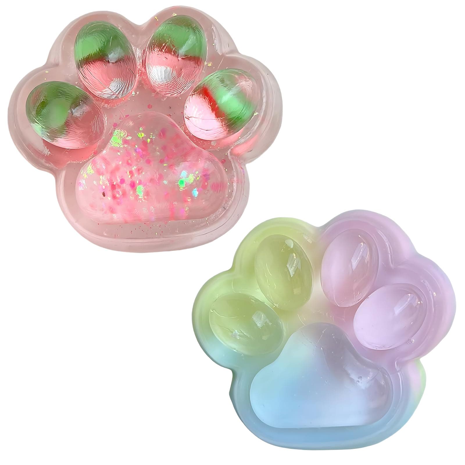 Taba Squishy Cat Paw,Soft and Stress-Relief Squishy Cat Toy,Fun Cat Squishy for Relaxation (Three-Colour＆Strawberry)