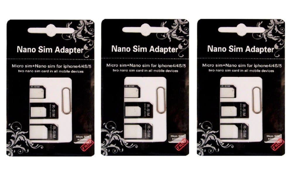 Set of 3 Nano Sim Adapter and Micro Sim Adapter and Nano to Micro Adapter with a Sim Card Folder and a Needle Three Pack