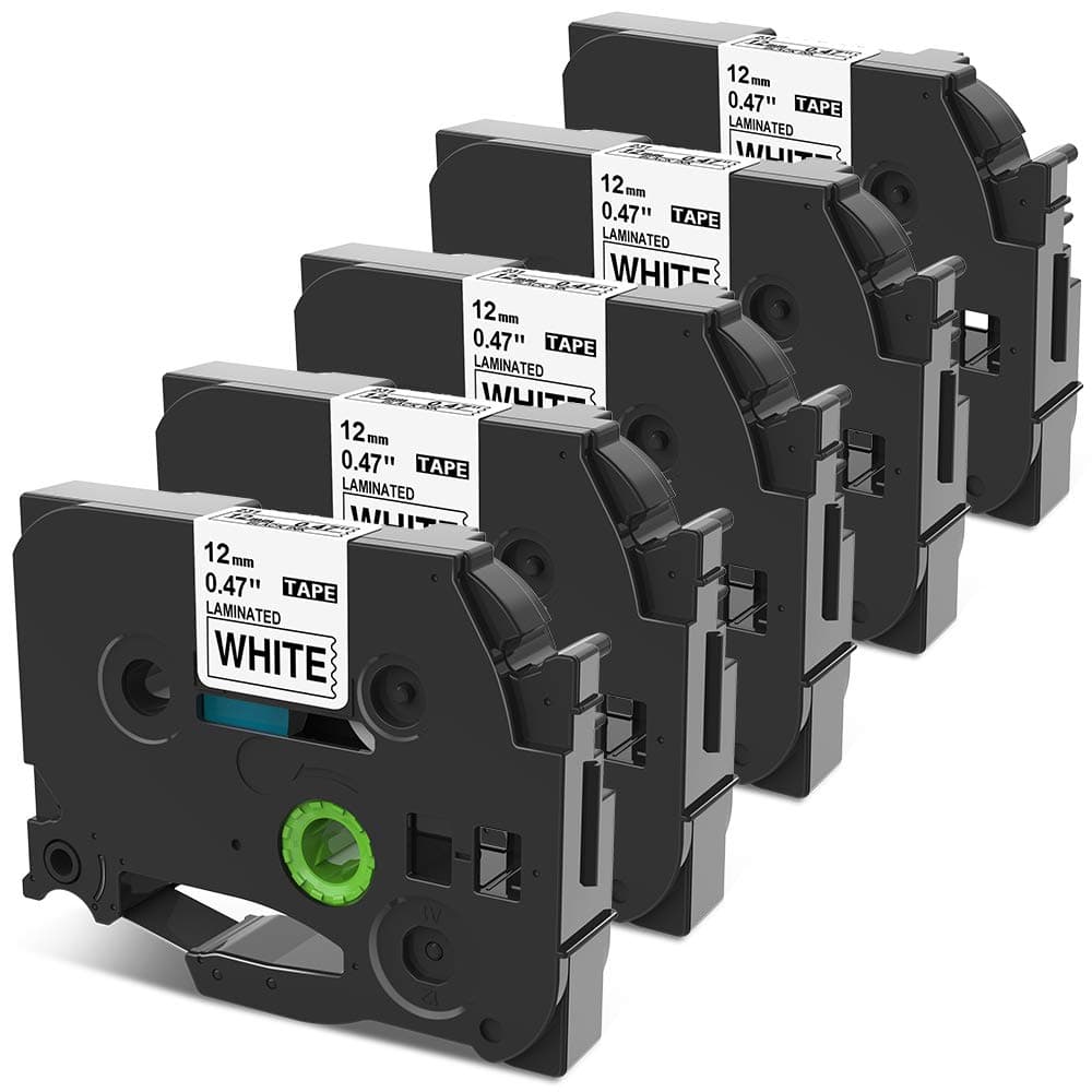 Wonfoucs Compatible Brother Label Printer Tape Replacement for Brother TZe-231 12mm 0.47 TZ Laminated Black on White Tape for Brother P-Touch H110 H101C H107B H105 H100LB D210 P300 Label Maker, 5-Pack