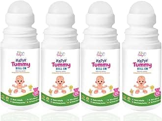 FABIE BABY Happy Tummy Roll On for Baby -40ml (Pack of 4)|Goodness of Hing, Ajwain, Pudina for Colic, Constipation & Indigestion Relief