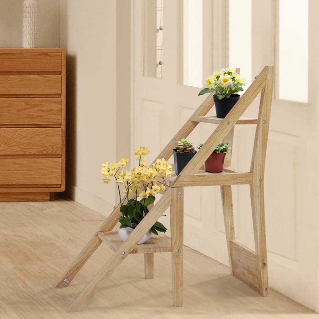 Step Stool for Adults/Step Ladder/Counter Chair, Step Folding Portable Wooden Step Stool, Anti-Slip & Lightweight SS12