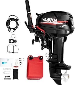 2 Stroke 18HP Heavy Duty Outboard Motor, Short Shaft Inflatable Boat Motor 246CC Outboard Boat Motors Electric Outboard Engine Fishing Sailing Boat CDI Ignition Water Cooling System