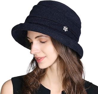 ComhatsWinter Cloche Bucket Hat for Women Wool Elegant Dress 1920s Vintage Fedora