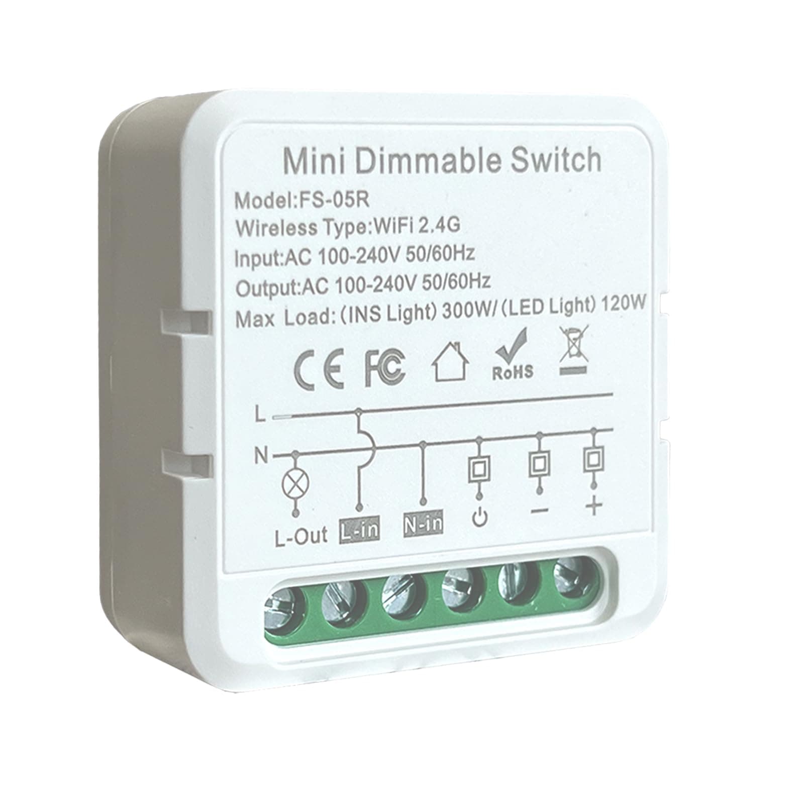 Smart Dimmer Switch, Dimmer Smart Relay, Compatible with Alexa and Google Home Smart Speakers Smart Life/Tuya App, Mini Smart Light Switch Module as Home Assistant, No Hub Required (1Pack)