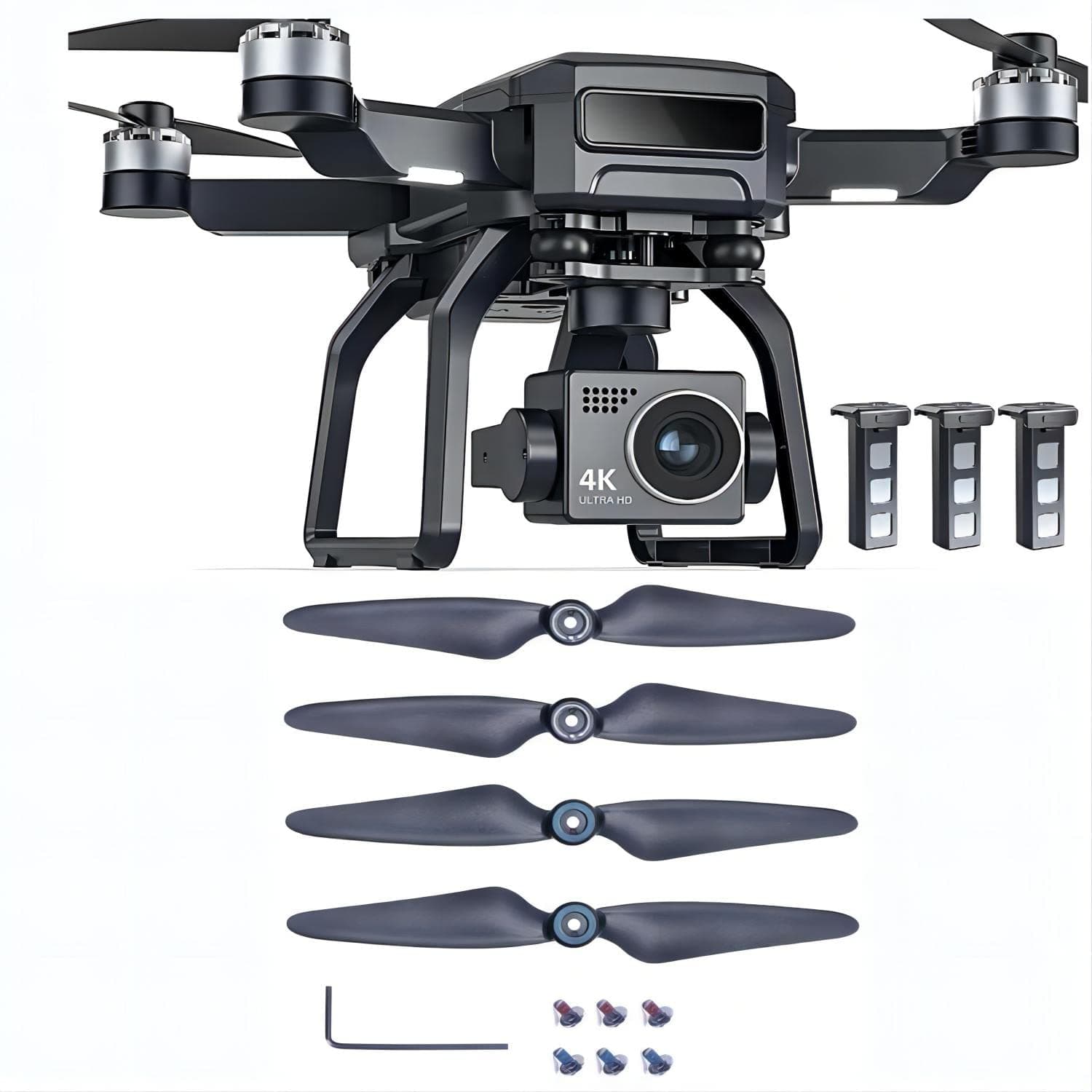 Disley Foldable Drone with Camera 4k, 9800ft Video Transmission, Camera Drone with 3-axis Gimbal + Bwine Drone Blades for F7HB2, 4 Pcs Original Propeller for Adults/Beginners