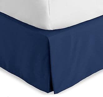 Bare Home Pleated King Bed Skirt - 15-Inch Tailored Drop Easy Fit - Bed Skirt for King Beds - Center & Corner Pleats (King, Dark Blue)