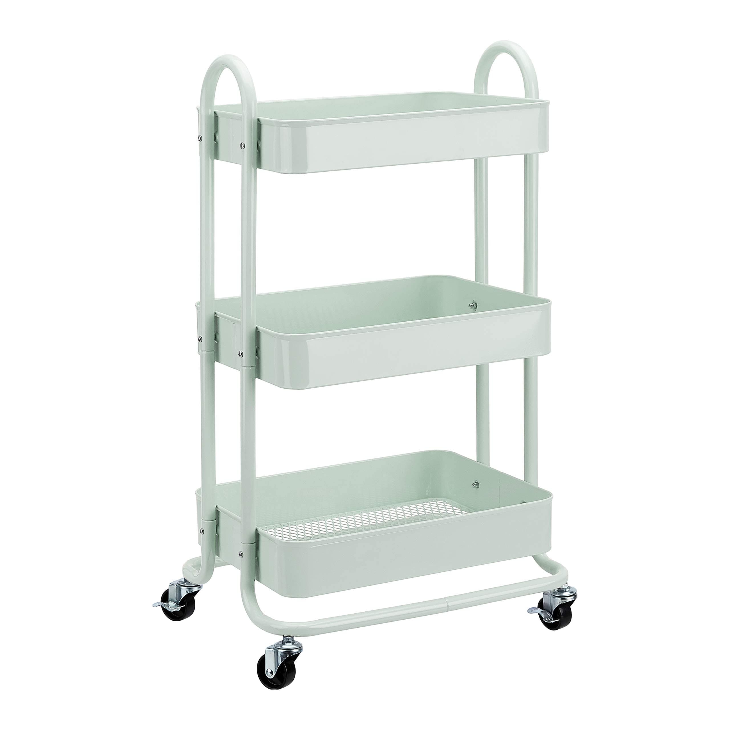 Amazon Basics 3-Tier Metal Rolling Utility or Kitchen Cart - Mint Green