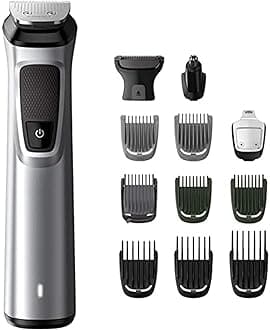 Philips Series 7000 13 in 1 Ultimate Multi Grooming Kit for Beard, Hair and Body with Nose Trimmer Attachment, Premium Metal Handle - MG7715/65