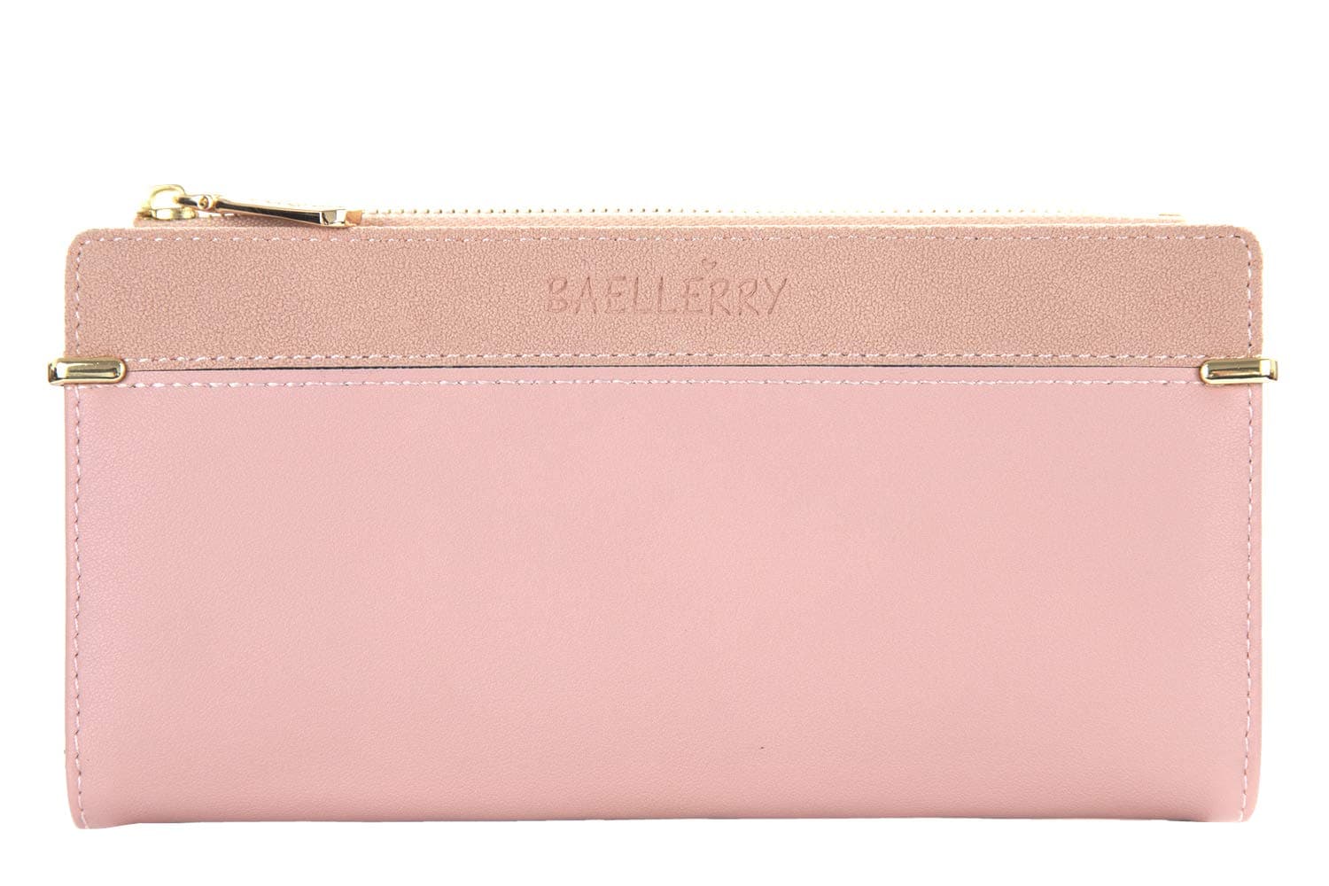 Wallet for Women,Ultra Thin Long Multi Card Slot Patchwork Leather Lady Purse with Zipper Pocket Card,Fashion Simple Card Holder(Pink)