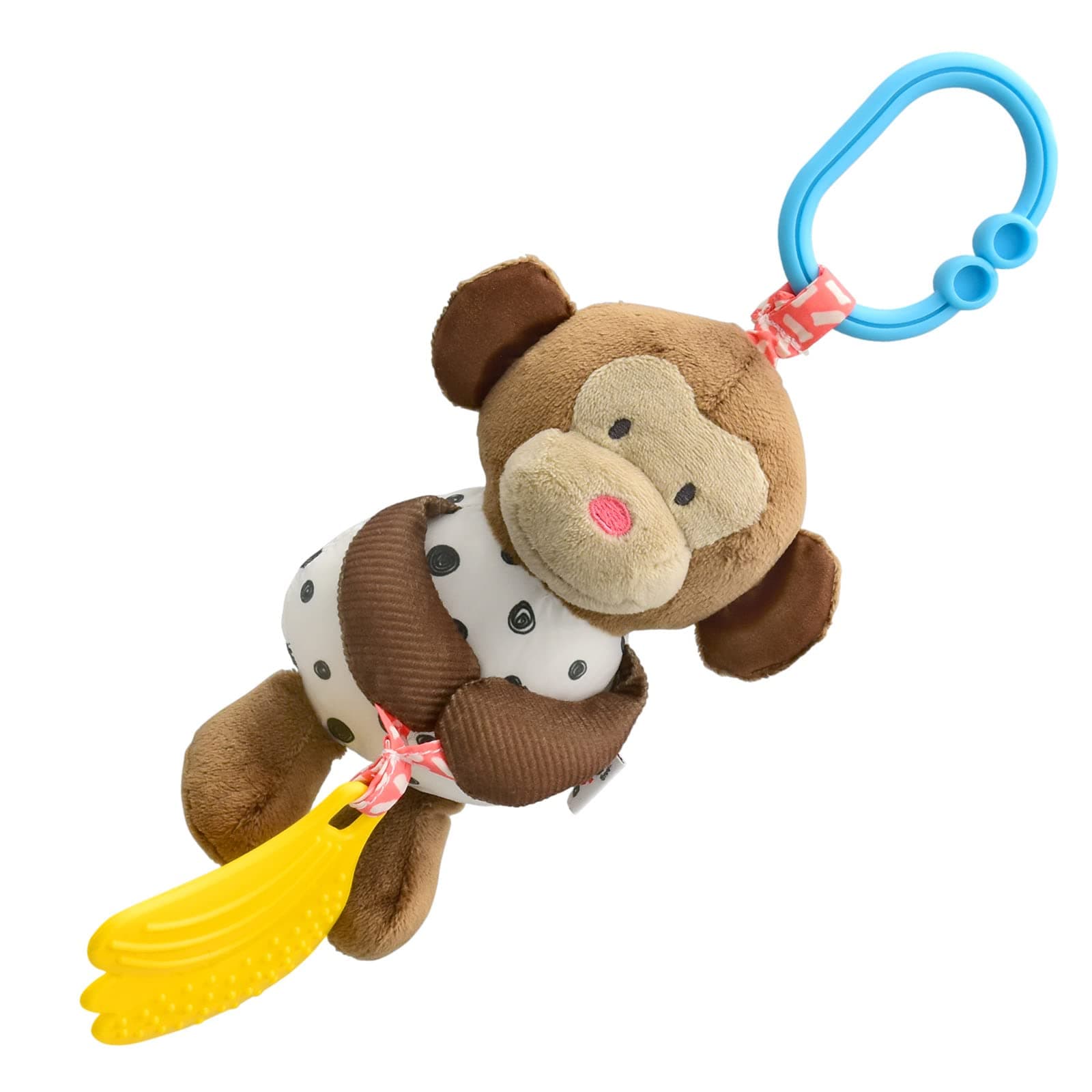 Travel Bug Multi-Sensory Baby Toy with Crinkle, Multiple Textures and Musical Playback, Stroller, Car Seat, Playmat Hanging Toy for Baby - Monkey