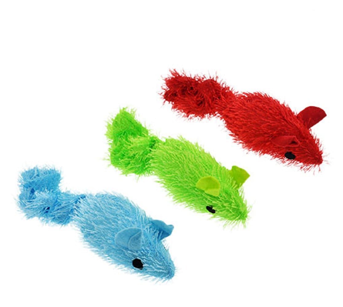 GKC Plush Twitching Mouse Tail Cat Toys, 3-ct Set