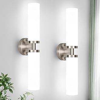 Wall Sconces Set of Two, Brushed Nickel Gold Bathroom Sconces Wall Lighting with Milky White Glass, Modern Sconces Wall Decor Set of 2 Bathroom Light Fixtures for Mirror Living Room Bedroom
