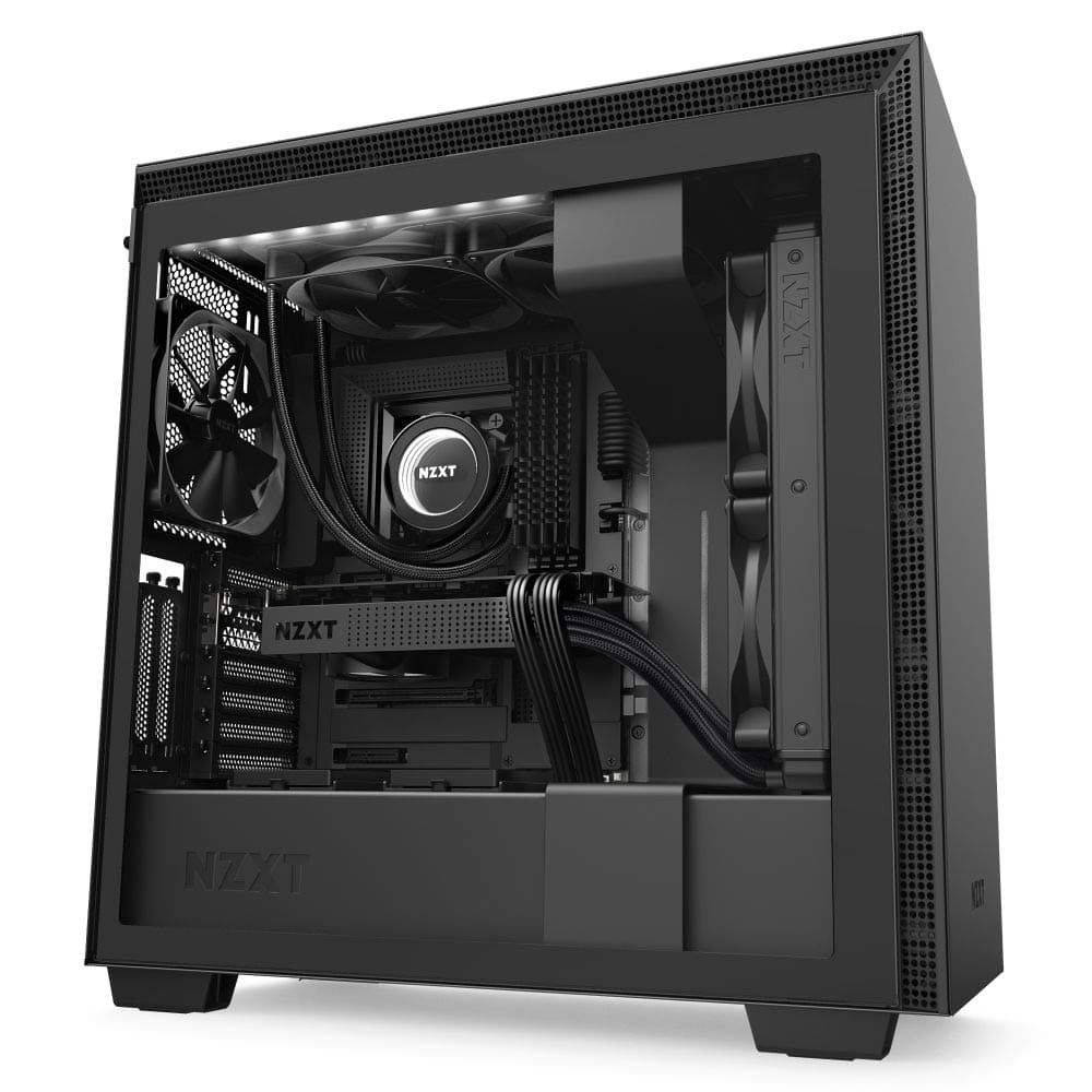 NZXT H710i - ATX Mid Tower PC Gaming Case - Black - Front I/O USB Type-C Port - Quick-Release Tempered Glass Side Panel - Vertical GPU Mount - Integrated RGB Lighting - Water-Cooling Ready
