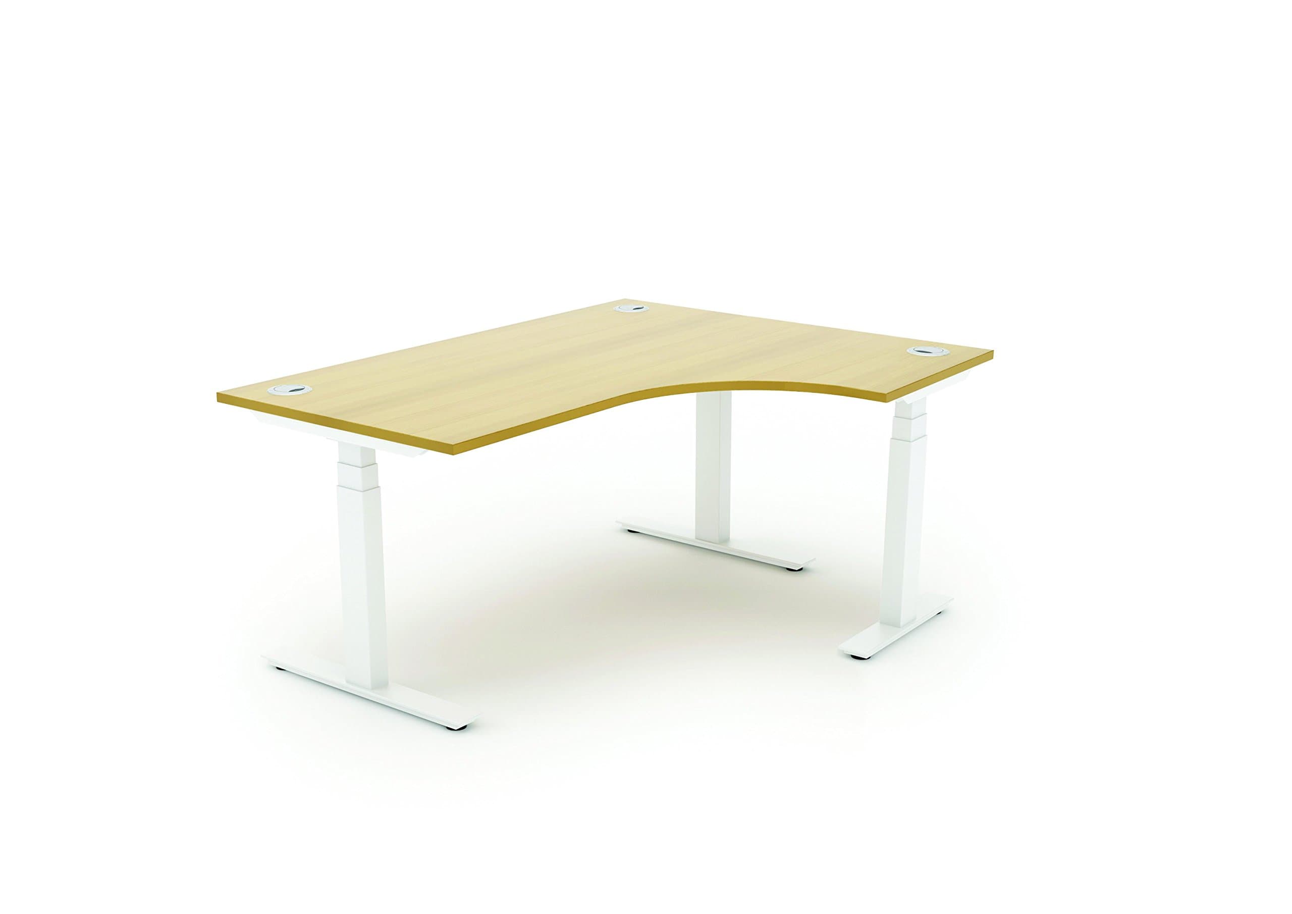 Ergo Desks Autonomy Pro Height Adjustable Electric Sit/Stand Corner Desk - Beech Top - White Frame - 180cm x 120cm x 80cm x 60cm - Left Hand Configuration