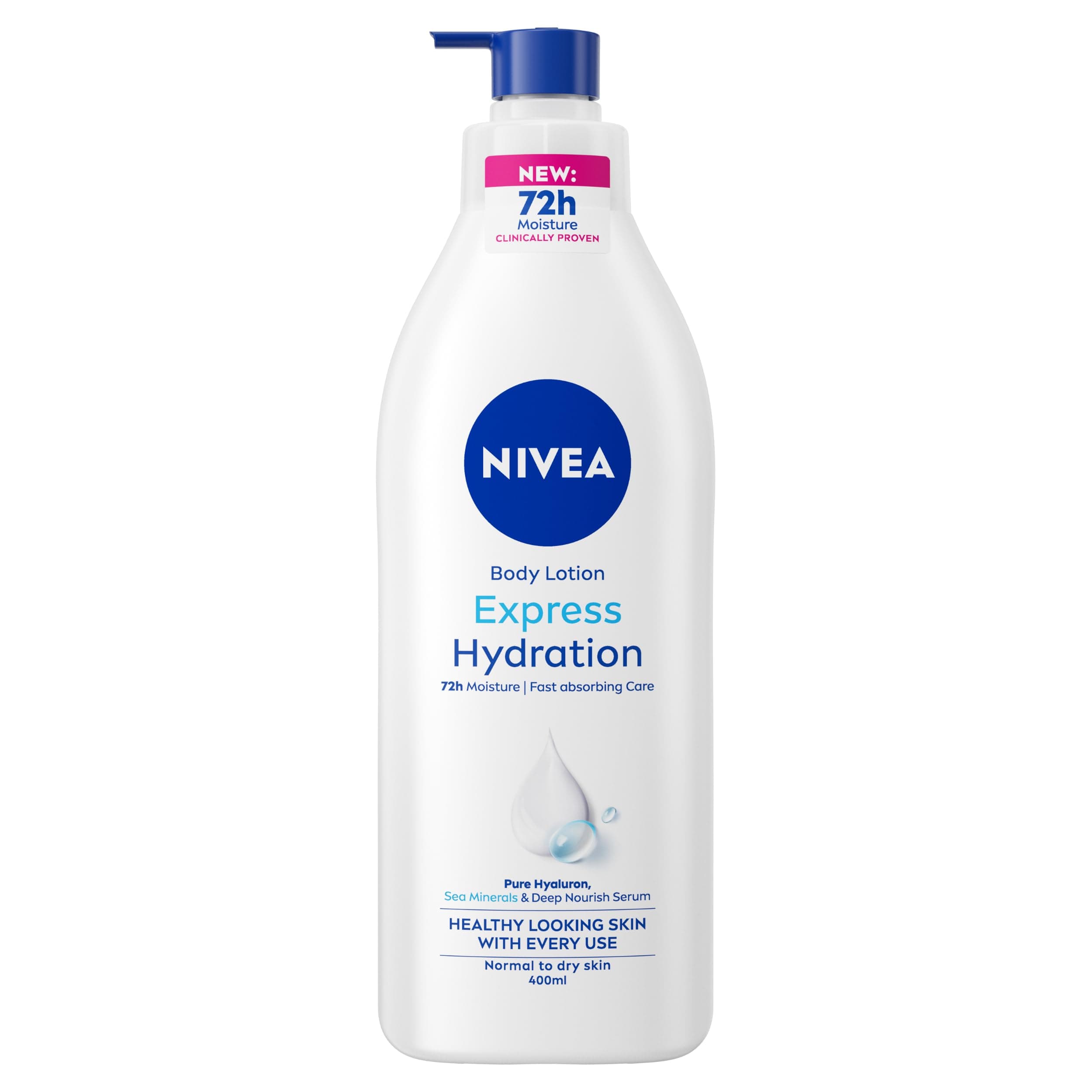 Express Hydration Body Lotion (400ml), Fast Absorbing 72H Hydration Body Moisturiser for Dry Skin Made with Deep Moisture Serum and Sea Minerals, Smooth Skin Lotion