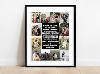 wood One Pinch Customised Photo Collage Frame for Friends, Personalize 1 year anniversary gift for boyfriend, 1st year anniversary Photo, 1 year (10x15, Rectangular, wall mount, Black)