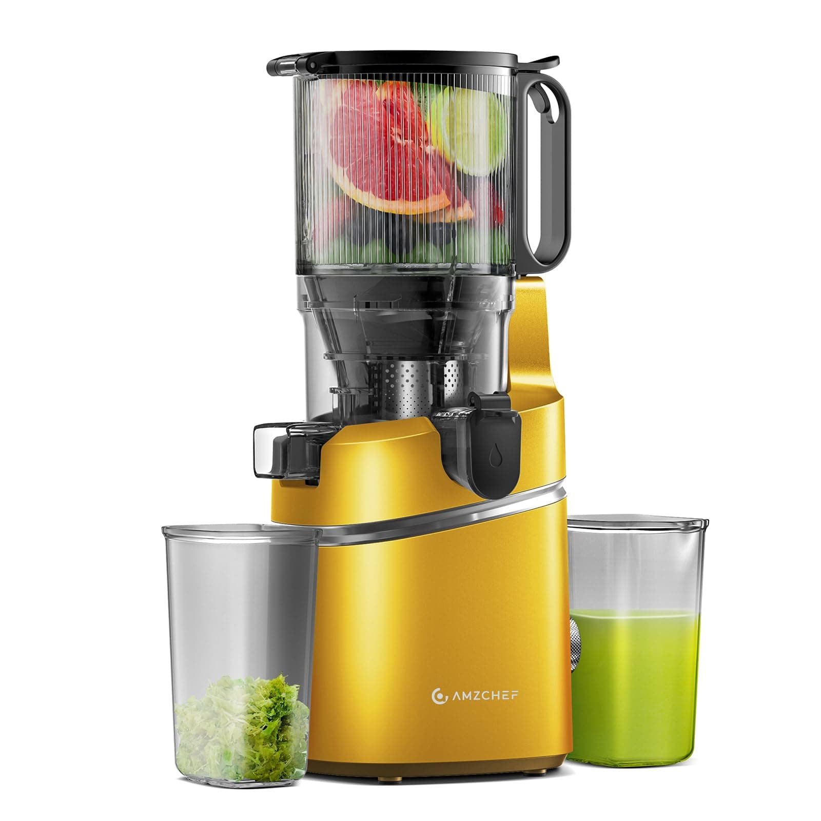Slow Masticating Juicer,AMZCHEF Juicer Extractor Professional Machine with Quiet Motor/Reverse Function/Easy to Clean with Brush for High Nutrient Fruit & Vegetable Juice
