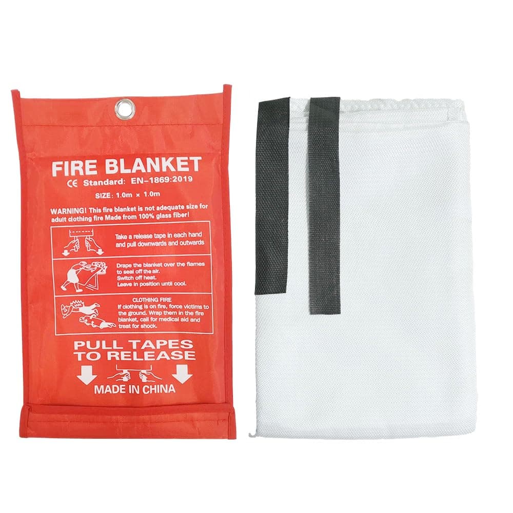 Ram® Large 1M X 1M Fire Blanket With Loops Office Kitchen Safety Home Fire Blanket Wall Mountable Emergency Fire Blanket