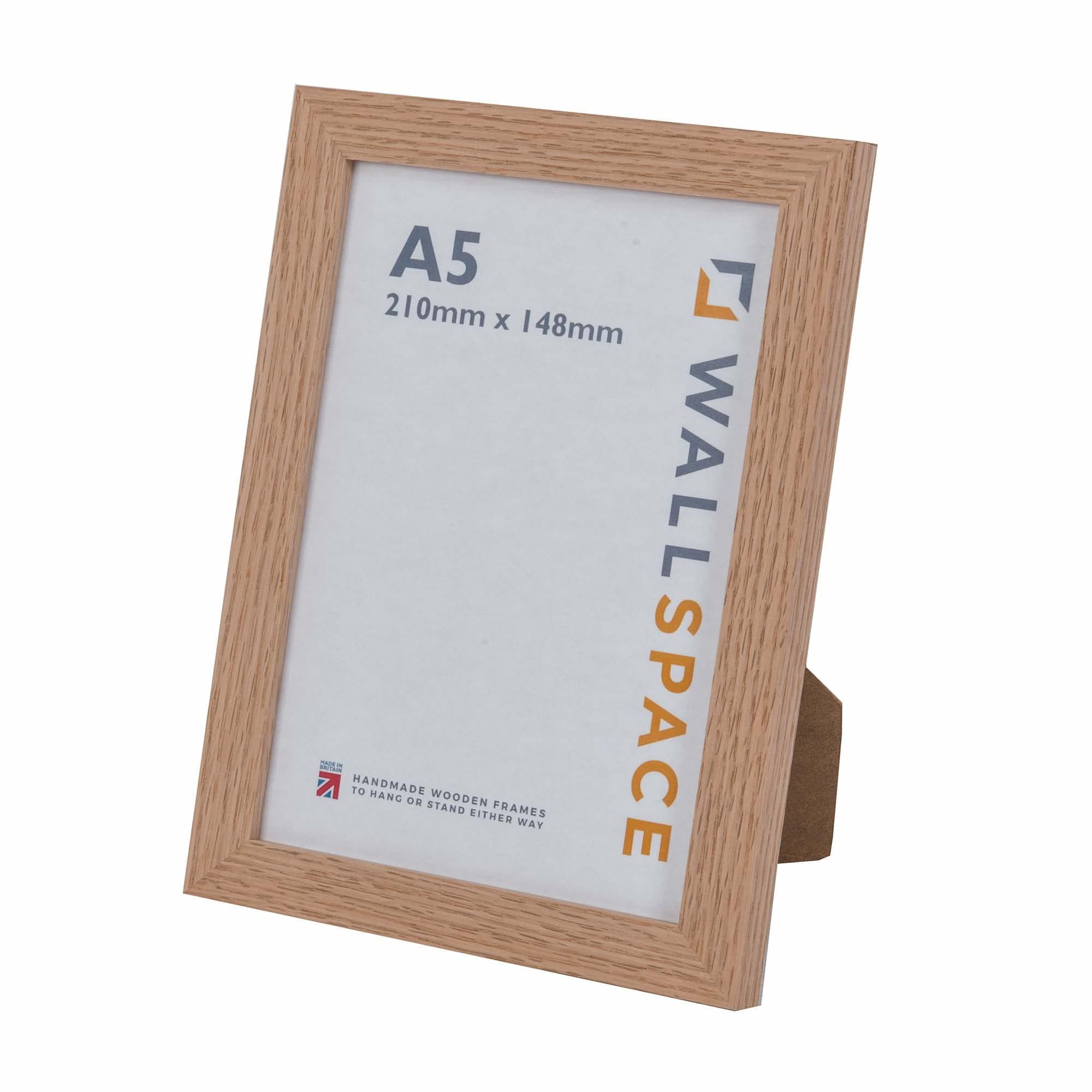 Wall Space A5 Oak Frame | Natural Light Oak Small Picture Frames A5 | Real Solid Oak Picture Frames | A5 Oak Photo Frame | All Wooden A5 Photo Frames are made from SOLID WOOD and have REAL GLASS