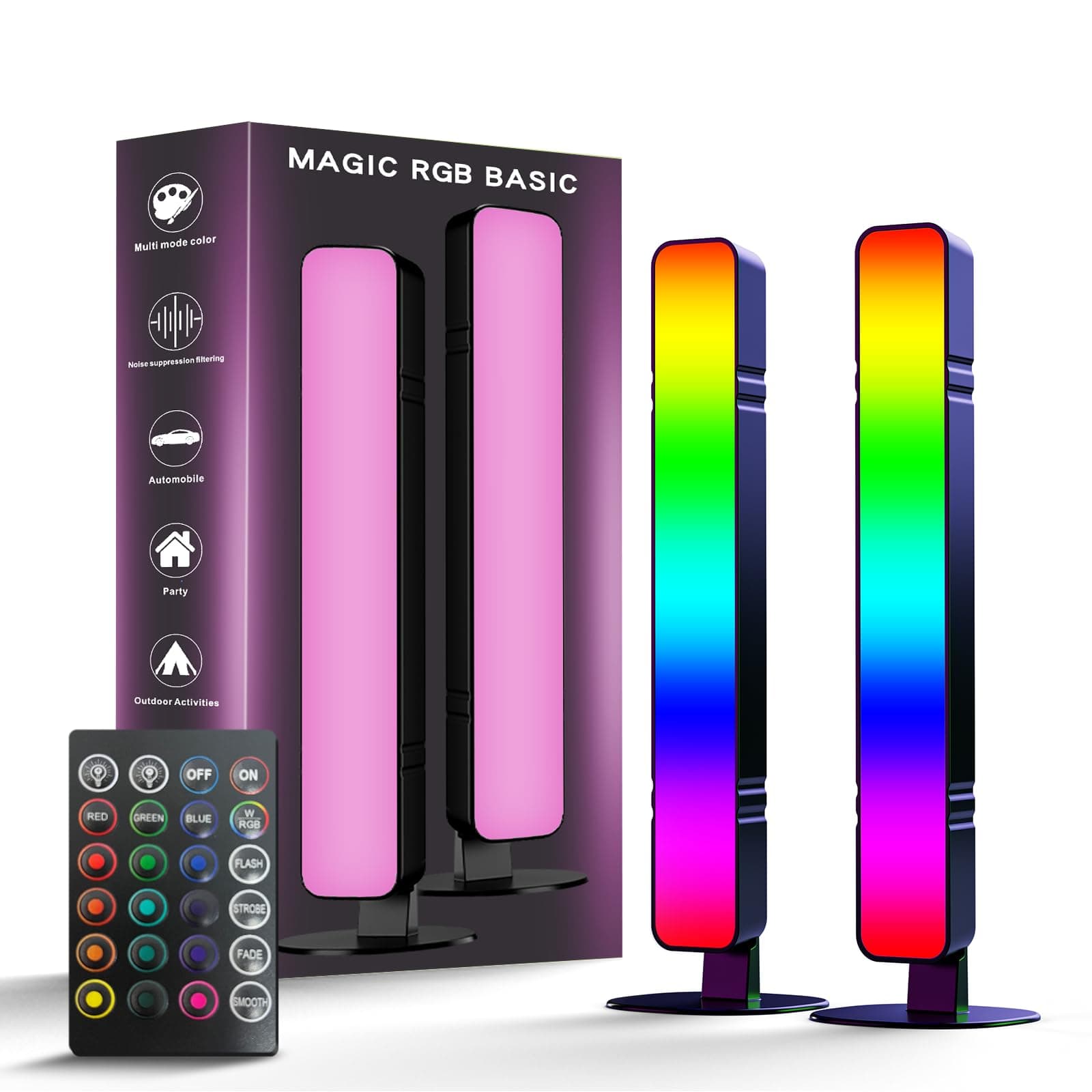 LED Light Bar, Music Sync RGB Light Bar, USB Ambient Lamp, Color Changing Gaming TV Backlight with Remote Control, 15 Dynamic Modes for Room Gaming Decoration