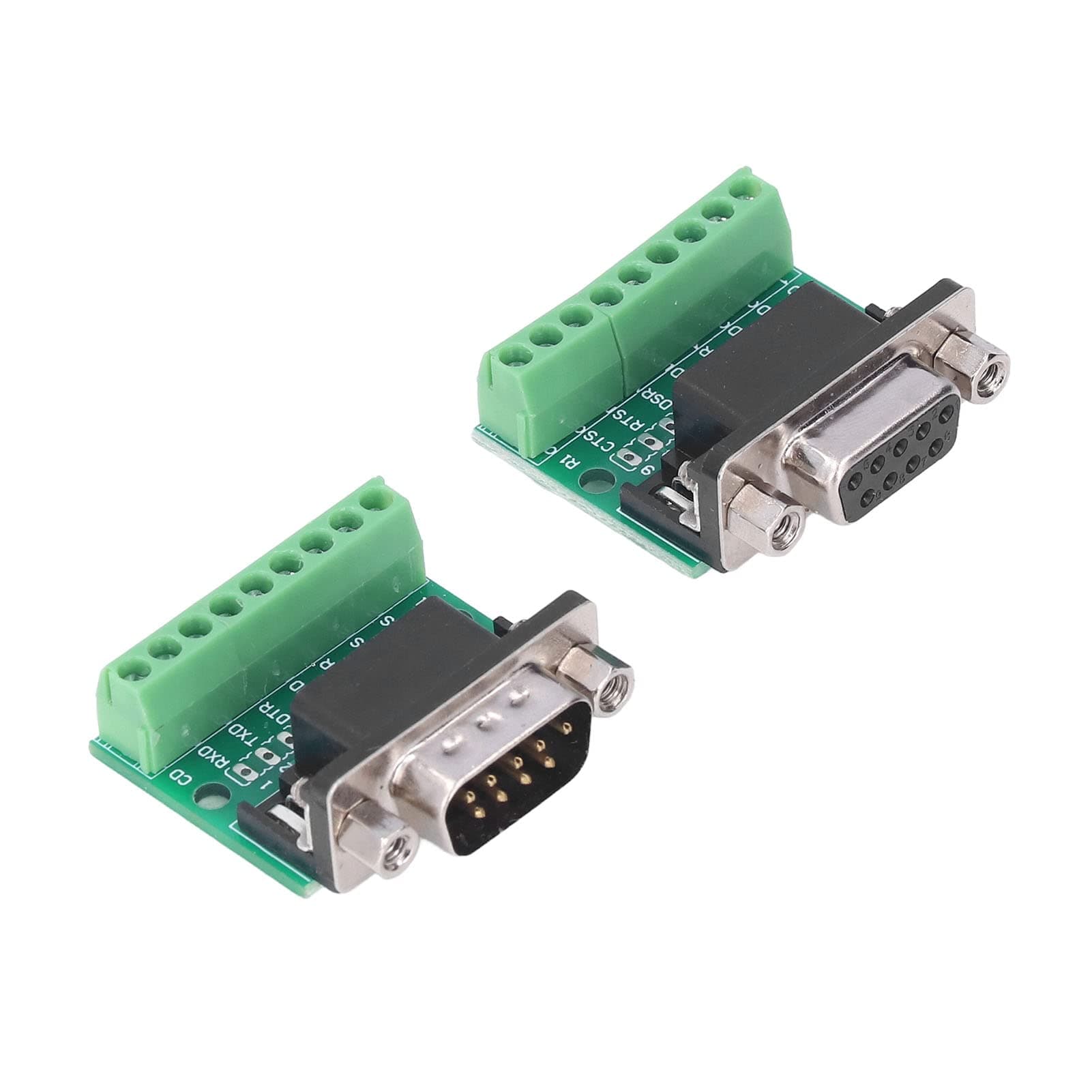Sleet DB9 Male Female Connector Adapter, PCB Signal Module Breakout Smooth Communication 9 Pin High Conversion Performance Male Female Screw Terminal for RS232 RS485